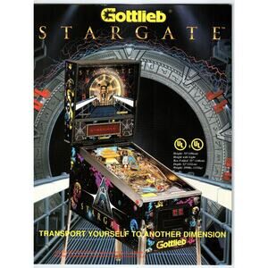 Stargate Pinball Machine FLYER Space Age Artwork 8.5" x 11" Two Sides Sci-Fi